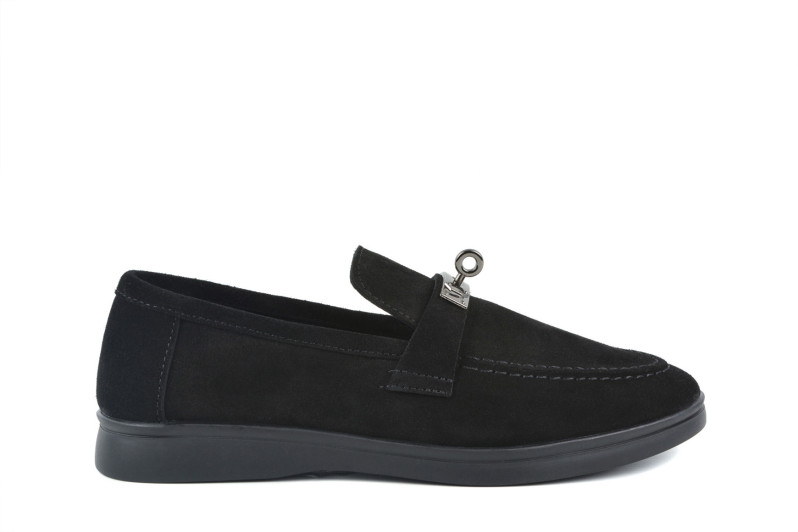 Лофери жіночі чорні з натуральної замші (009052)