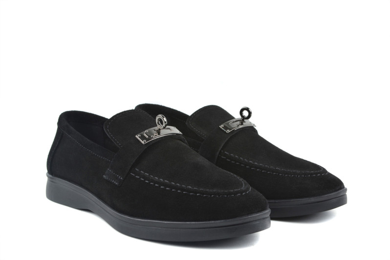 Лофери жіночі чорні з натуральної замші (009052)