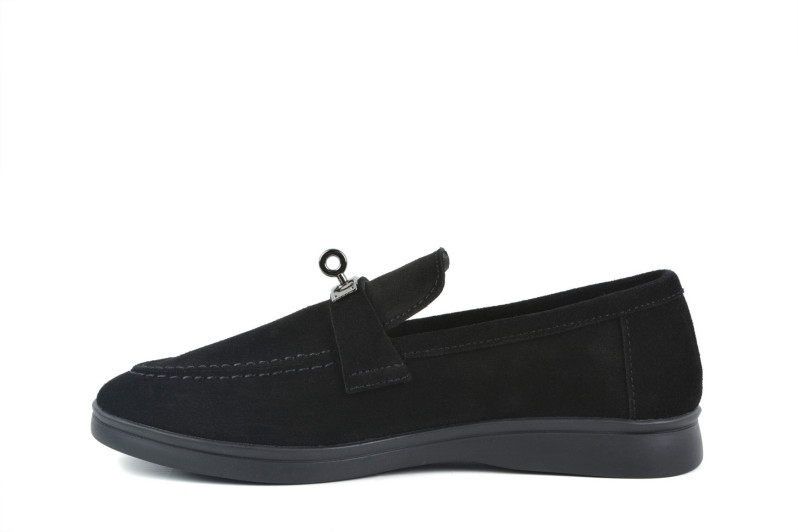 Лофери жіночі чорні з натуральної замші (009052)