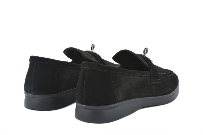 Лофери жіночі чорні з натуральної замші (009052)