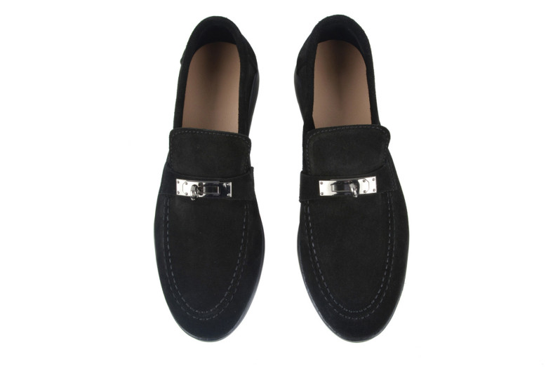 Лофери жіночі чорні з натуральної замші (009052)