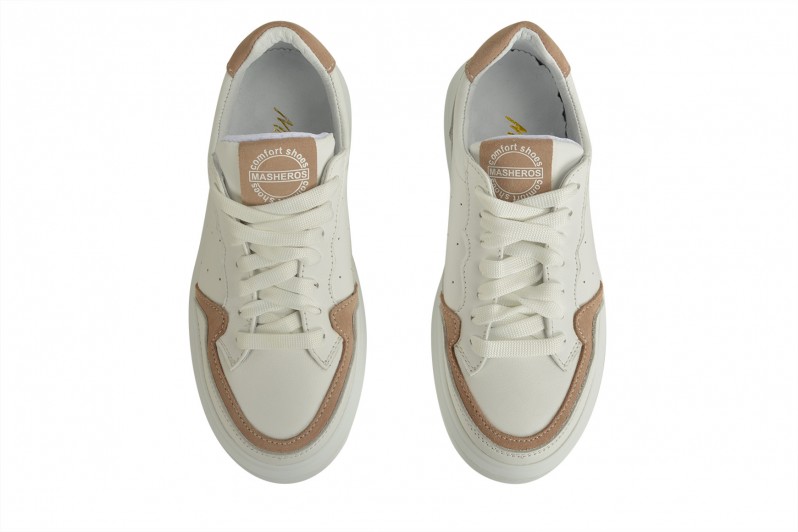 Кеди жіночі білі з натуральної шкіри (008684)