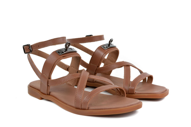 Босоніжки жіночі коричневі з натуральної шкіри (008971)