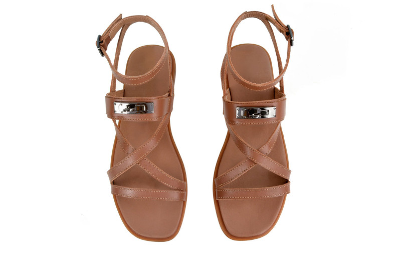 Босоніжки жіночі коричневі з натуральної шкіри (008971)