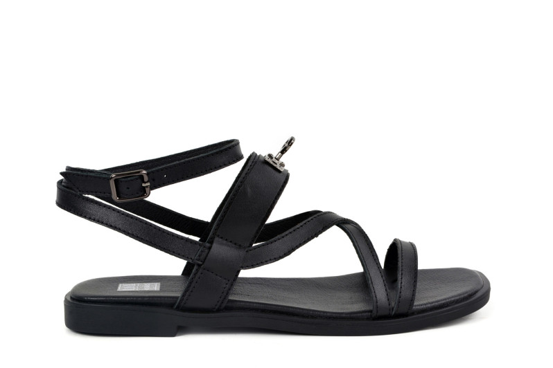 Босоніжки жіночі чорні з натуральної шкіри (008970)