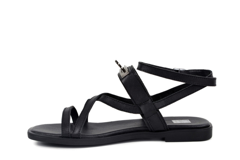 Босоніжки жіночі чорні з натуральної шкіри (008970)