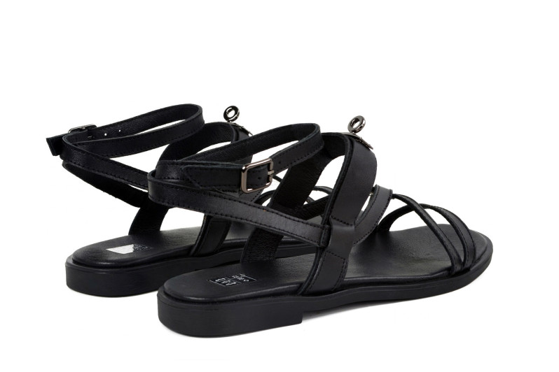 Босоніжки жіночі чорні з натуральної шкіри (008970)