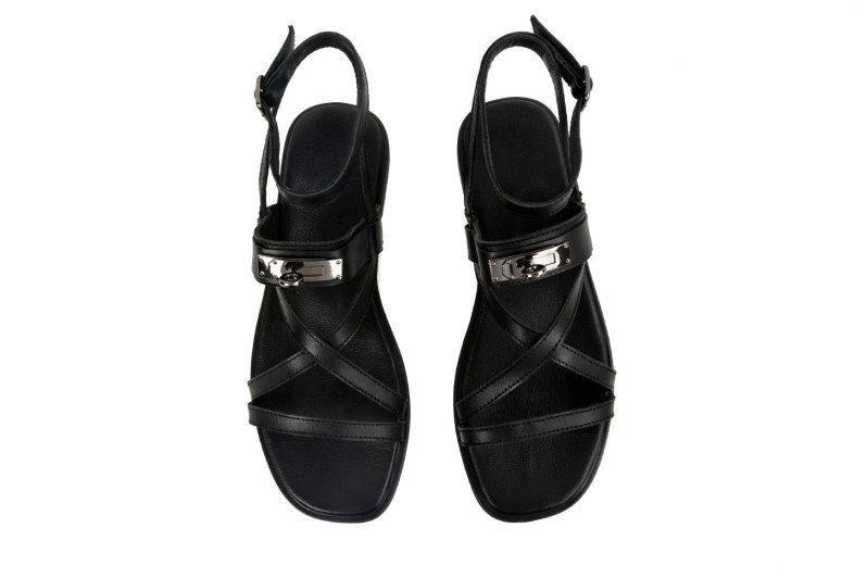 Босоніжки жіночі чорні з натуральної шкіри (008970)