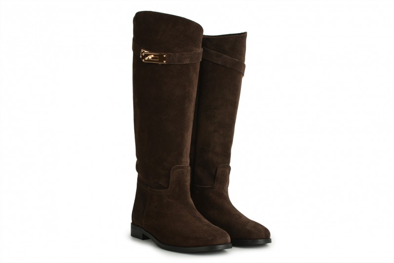 Чоботи жіночі коричневі з натуральної замши (008688)