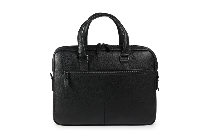 Портфель чоловічий чорний з натуральної шкіри (008804)