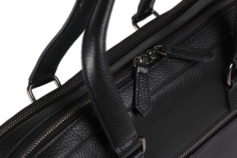 Портфель чоловічий чорний з натуральної шкіри (008804)