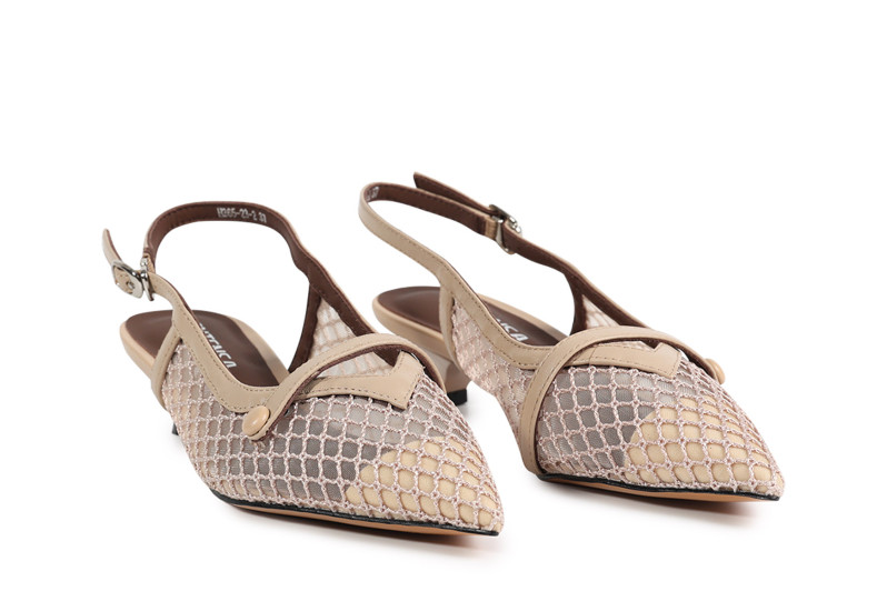 Туфлі жіночі бежеві з натуральної шкіри,текстилю (008892)