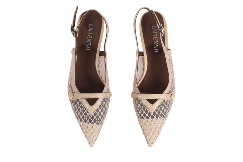 Туфлі жіночі бежеві з натуральної шкіри,текстилю (008892)