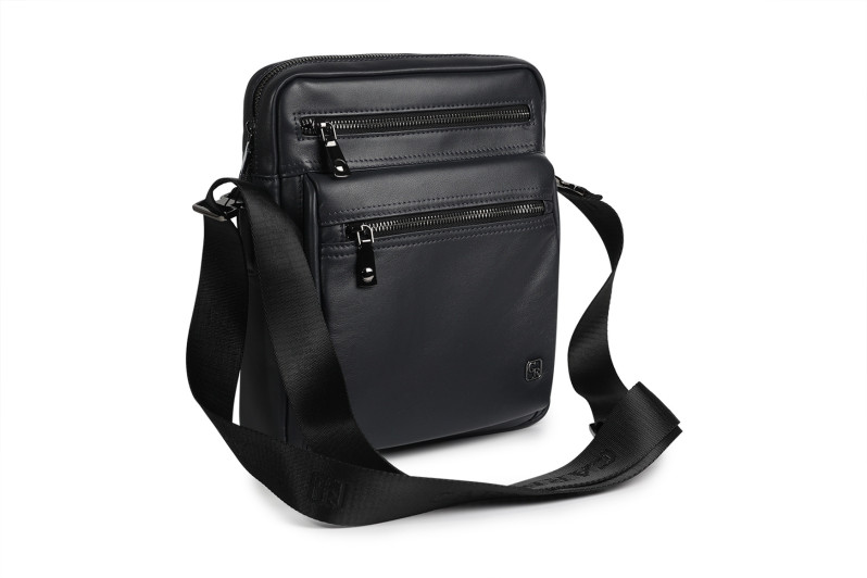 Сумка чоловіча синя з натуральної шкіри (008848)