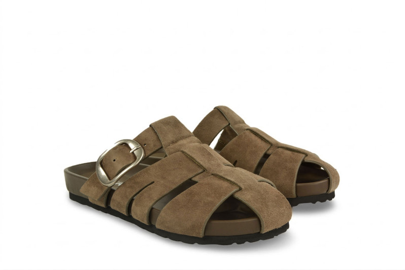 Шльопанці жіночі коричневі з натуральної замші (009002)