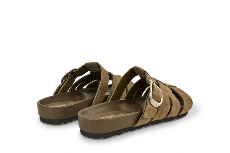 Шльопанці жіночі коричневі з натуральної замші (009002)