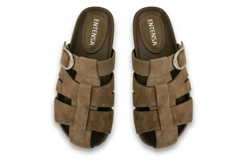 Шльопанці жіночі коричневі з натуральної замші (009002)