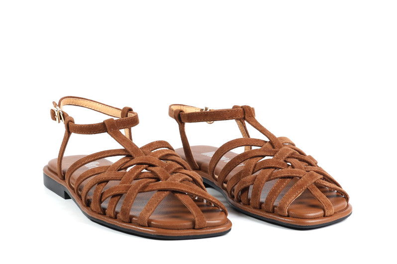 Босоніжки жіночі коричневі з натуральної замші (008933)