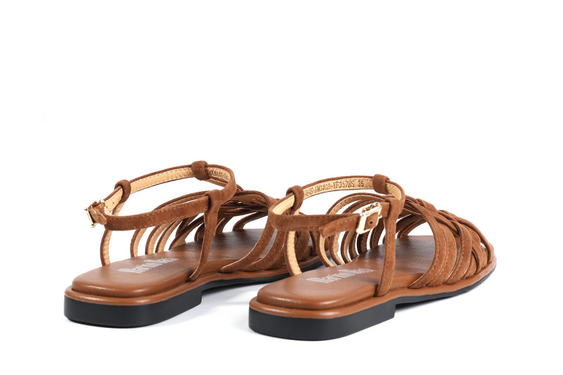 Босоніжки жіночі коричневі з натуральної замші (008933)