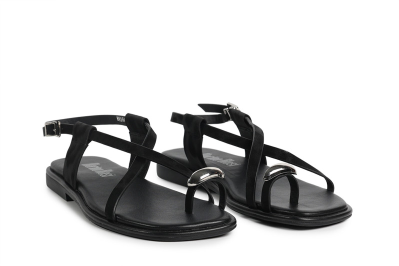 Босоніжки жіночі чорні з натуральної шкіри (008861)