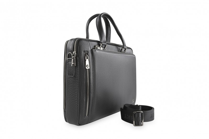 Портфель чоловічий чорний з натуральної шкіри (008327)