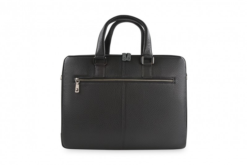 Портфель чоловічий чорний з натуральної шкіри (008327)