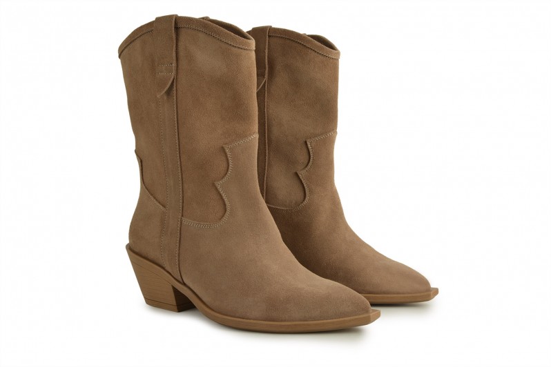 Козаки жіночі бежеві з натуральної замші (008651)