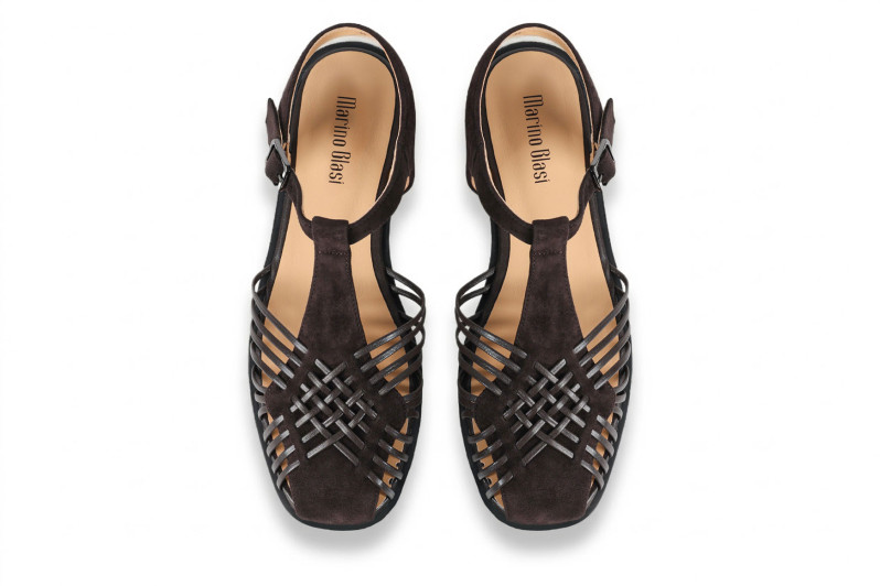 Босоніжки жіночі коричневі з натуральної шкіри, натуральної замші (008927)