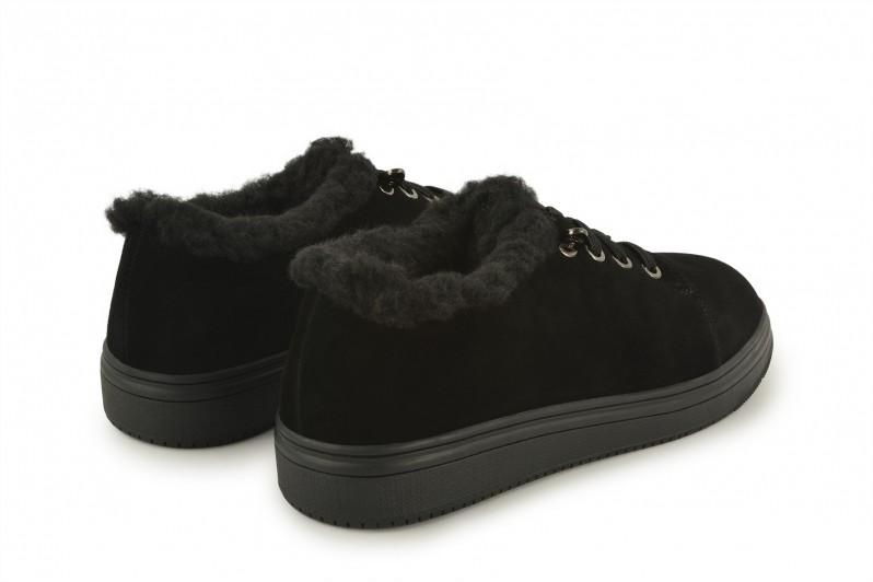 Кеди жіночі чорні з натуральної замші (008542)