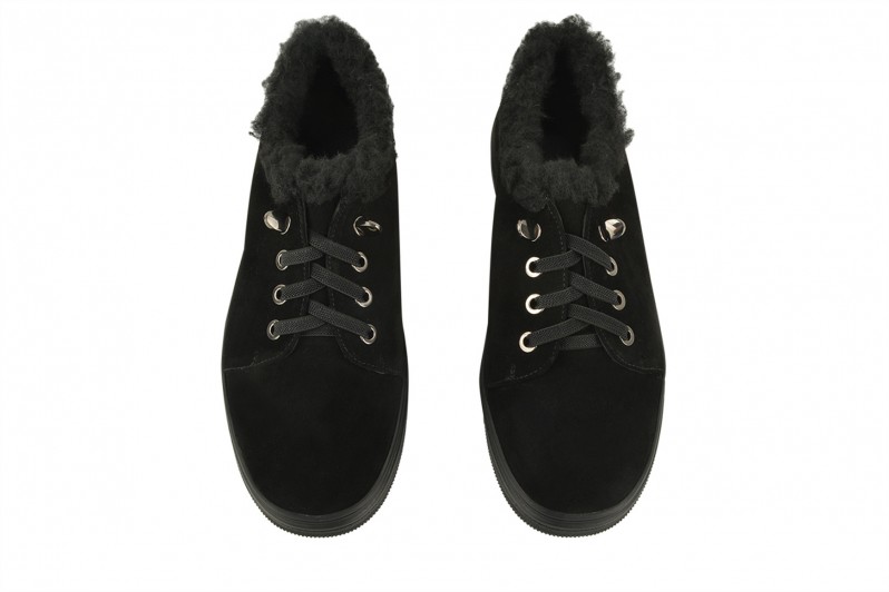 Кеди жіночі чорні з натуральної замші (008542)