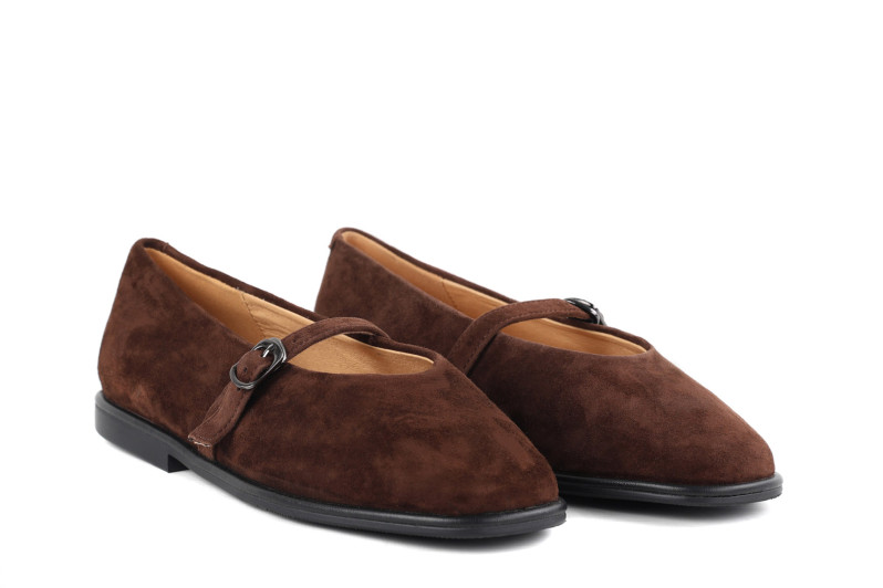 Балетки жіночі коричневі з натуральної замші (008985)