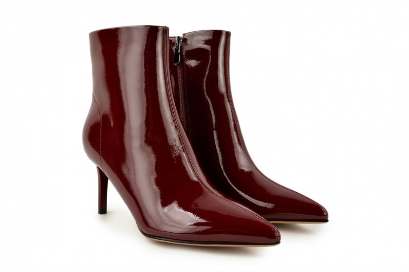 Черевики жіночі бордові з натурального лаку (008553)