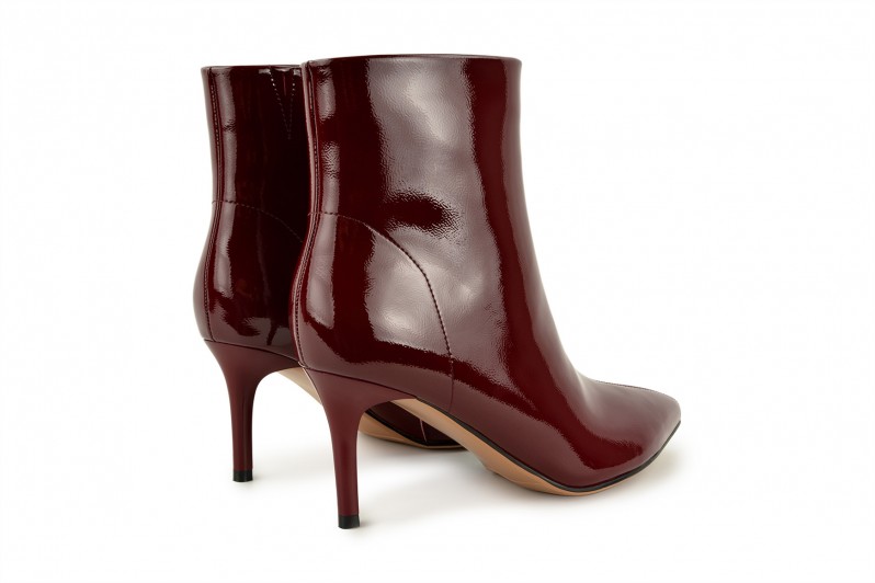 Черевики жіночі бордові з натурального лаку (008553)