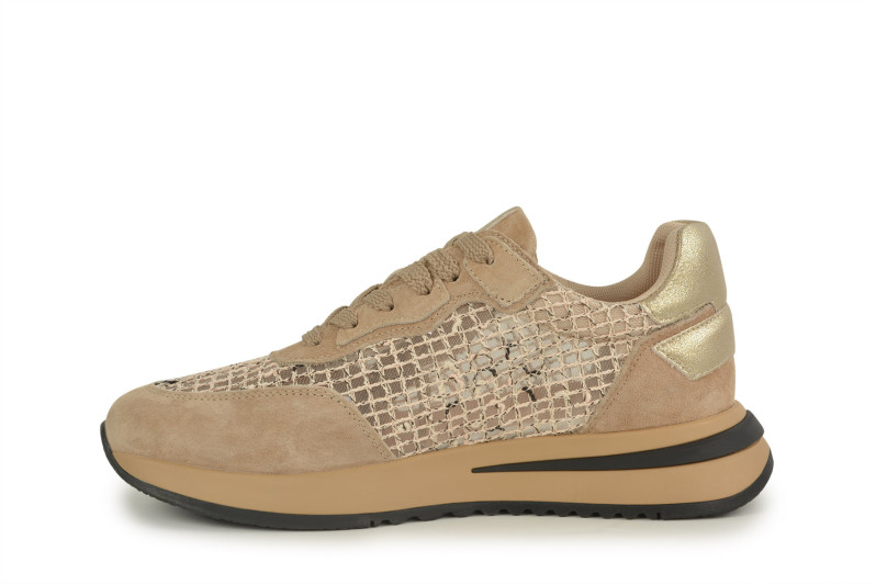 Кросівки жіночі бежеві з натуральної замші, текстилю (008928)