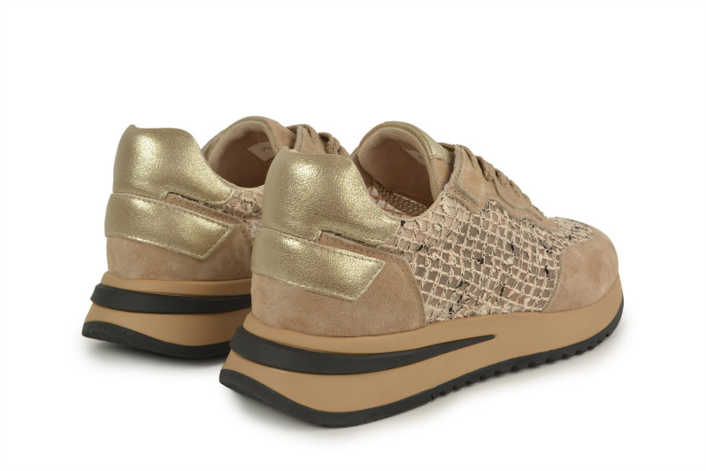 Кросівки жіночі бежеві з натуральної замші, текстилю (008928)