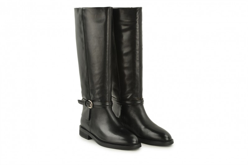 Чоботи жіночі чорні з натуральної шкіри (008469)
