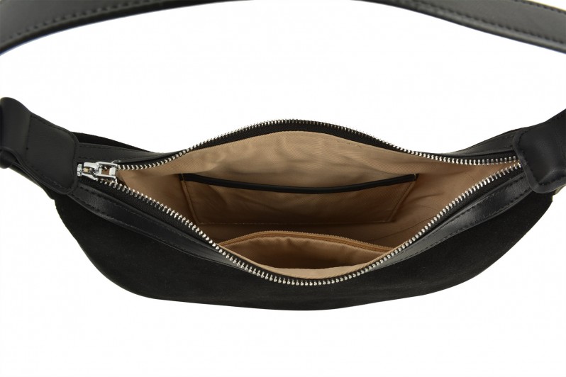 Сумка жіноча чорна з натуральної замши (008699)