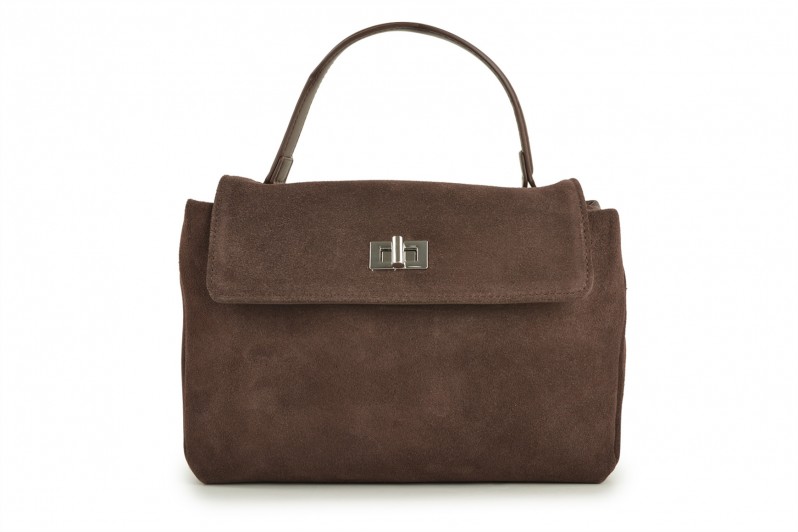 Сумка жіноча коричнева з натуральної шкіри, натуральної замши (008702)