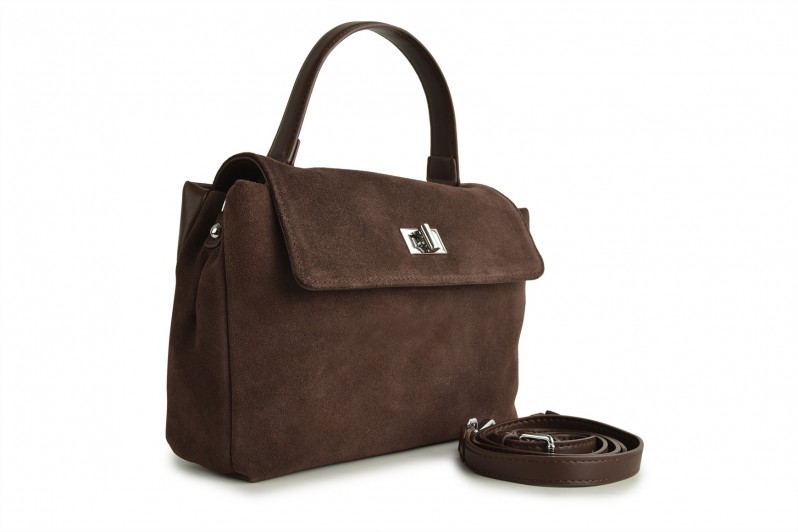 Сумка жіноча коричнева з натуральної шкіри, натуральної замши (008702)