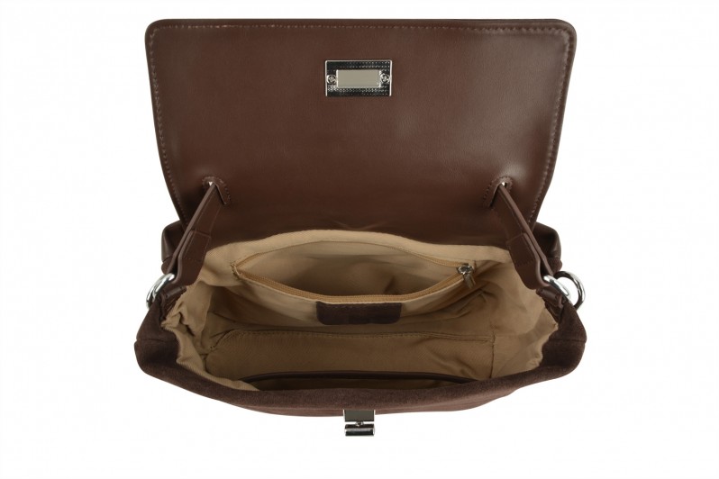 Сумка жіноча коричнева з натуральної шкіри, натуральної замши (008702)