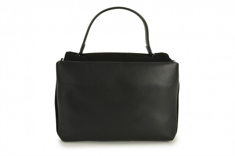 Сумка жіноча чорна з натуральної шкіри, натуральної замши (008703)