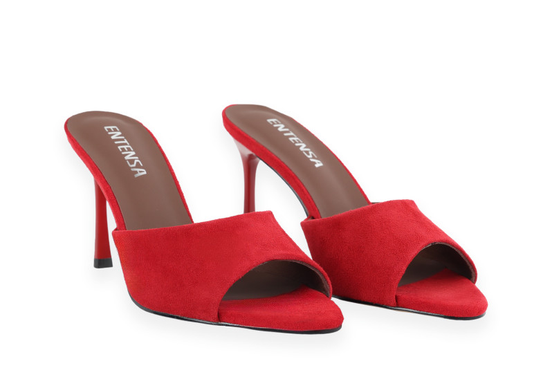 Мюлі червоні з натуральної замши (008983)