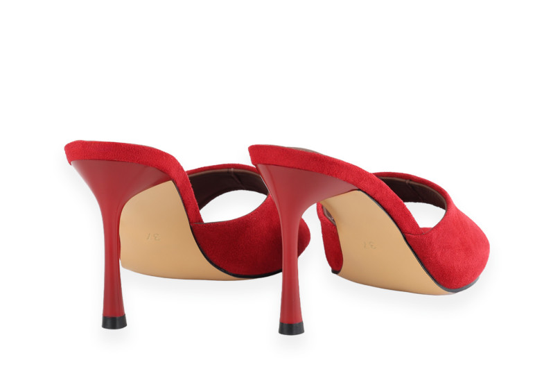 Мюлі червоні з натуральної замши (008983)