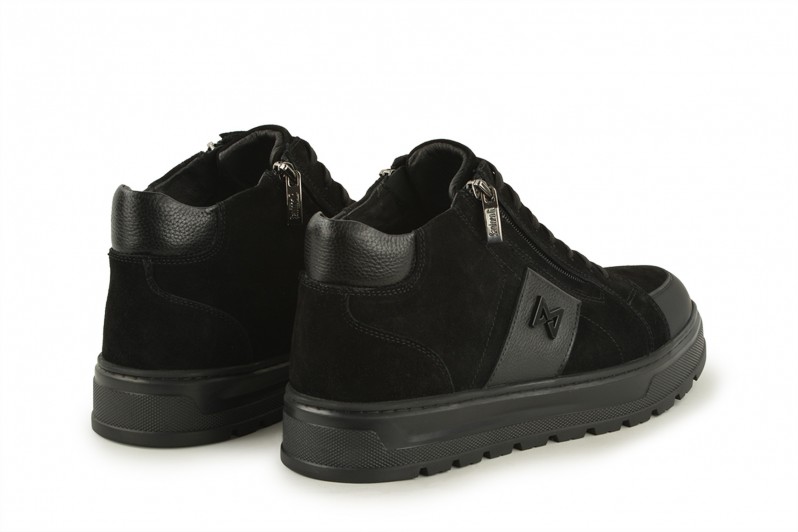 Черевики чоловічі чорні з натуральної шкіри, натуральної замші (008563)