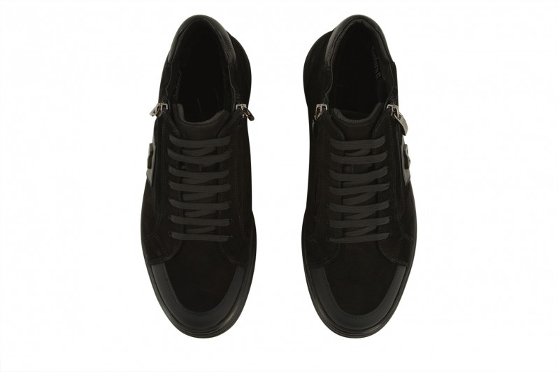 Черевики чоловічі чорні з натуральної шкіри, натуральної замші (008563)