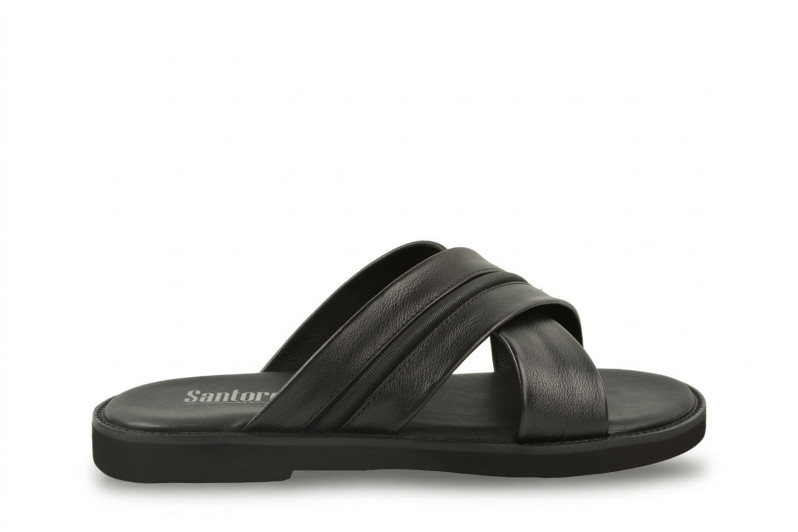 Шльопанці чоловічі чорні з натуральної шкіри (008959)