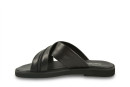 Шльопанці чоловічі чорні з натуральної шкіри (008959)