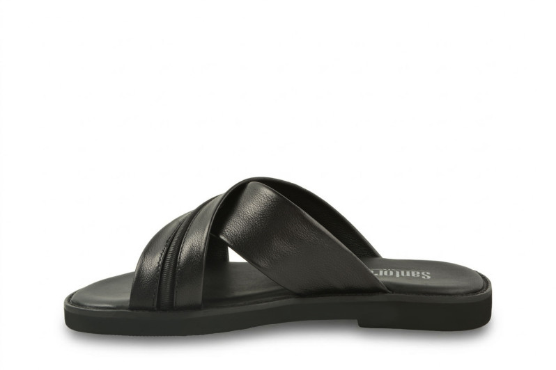 Шльопанці чоловічі чорні з натуральної шкіри (008959)