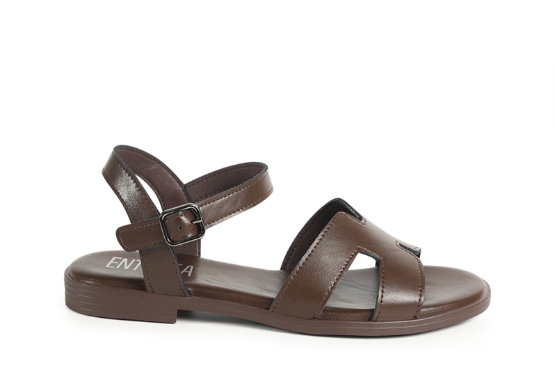 Босоніжки жіночі коричневі з натуральної шкіри (008857)