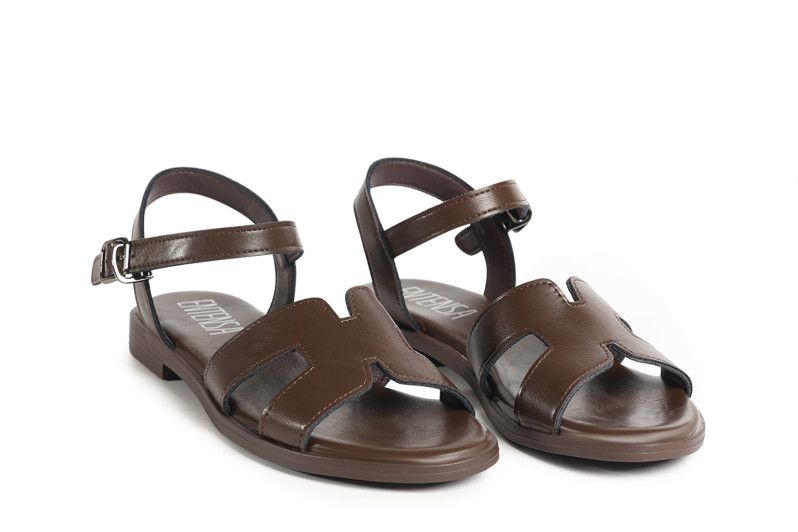 Босоніжки жіночі коричневі з натуральної шкіри (008857)